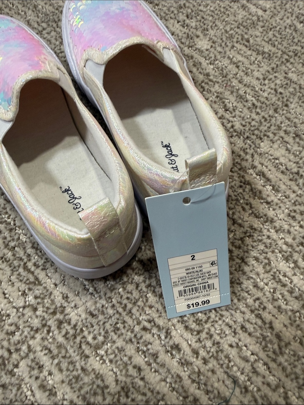 Cat & Jack Girls' Iridescent Pastel Sequin Slip-On Sneakers - Mint/Purple/Pink - Picture 4 of 5